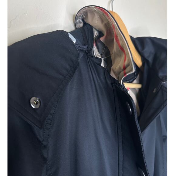 Women's BURBERRY BRIT Black Swing Trench Coat Double Lining Nova Check (XL) 14 - Picture 12 of 12